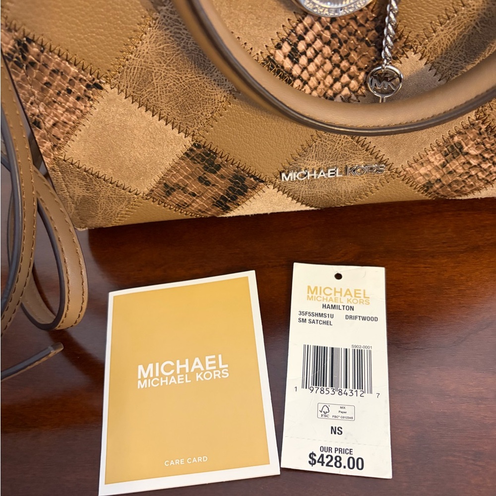 Michael Kors Hamilton Brown Patchwork Satchel Nwt - image 6